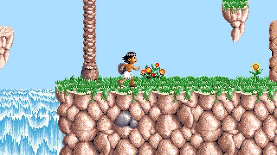 A twin holding a sword in the Amiga build