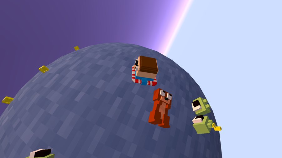 A grey planetoid against a pale sky