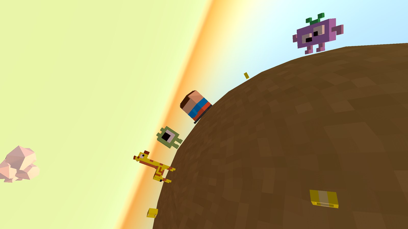 Running around a planet as the horizon curves away